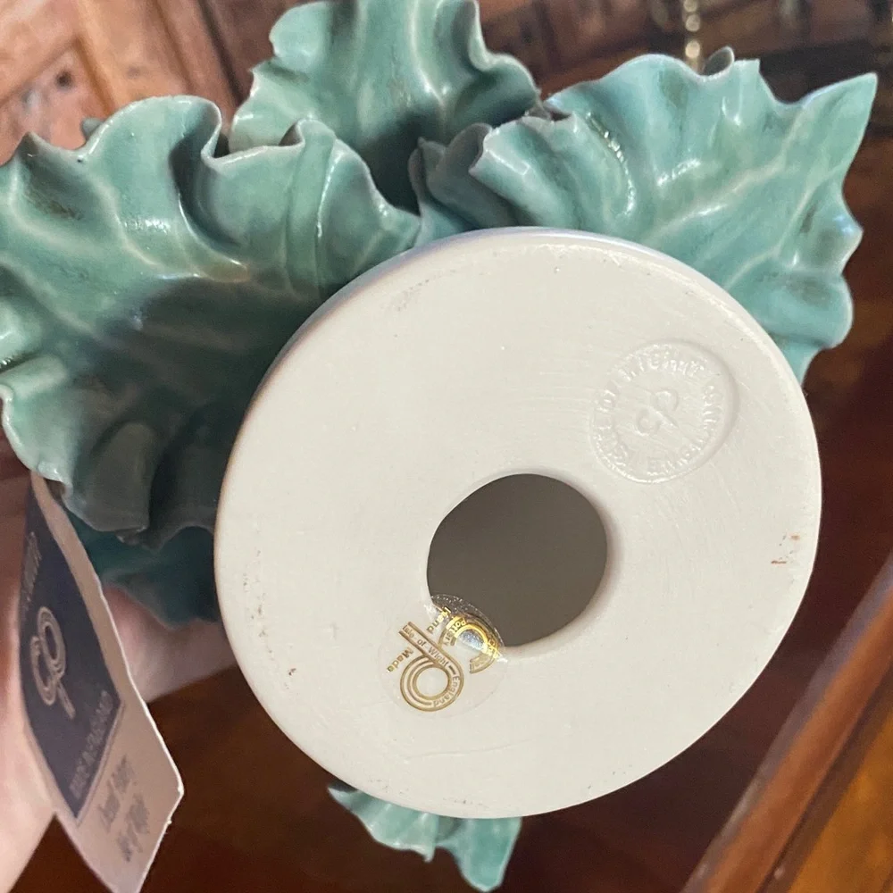 Chessell Pottery England Fine Porcelain Floral Candle Holder New With Tags 7”